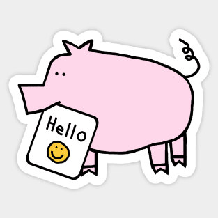 Pink Pig Says Hello Sticker